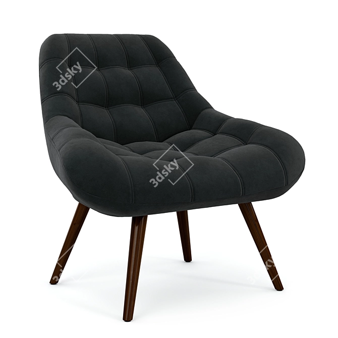 Elegant Grey Fabric Chair - Olaf 3D model image 1