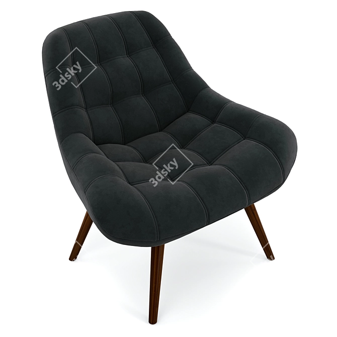 Elegant Grey Fabric Chair - Olaf 3D model image 2