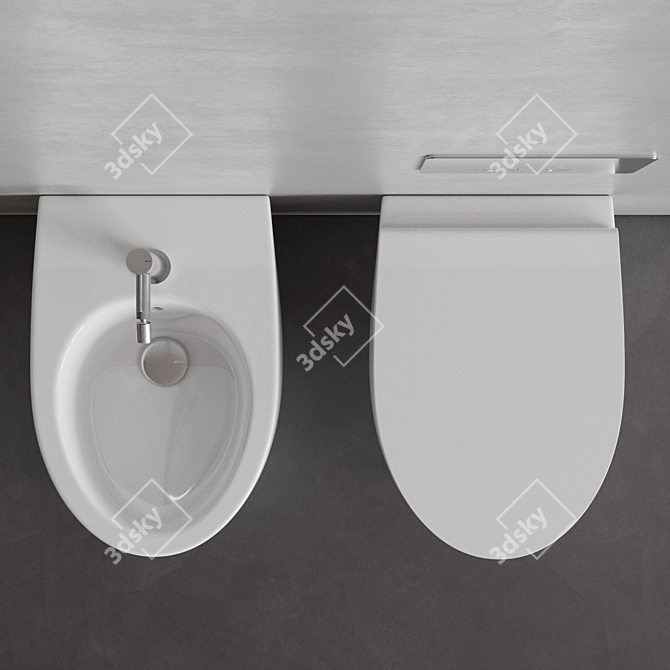 Rexa Design About.2 Wall-Hung WC & Bidet: Minimalistic Elegance 3D model image 4