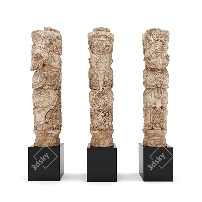 Exquisite Asian Totem Sculpture 3D model image 1