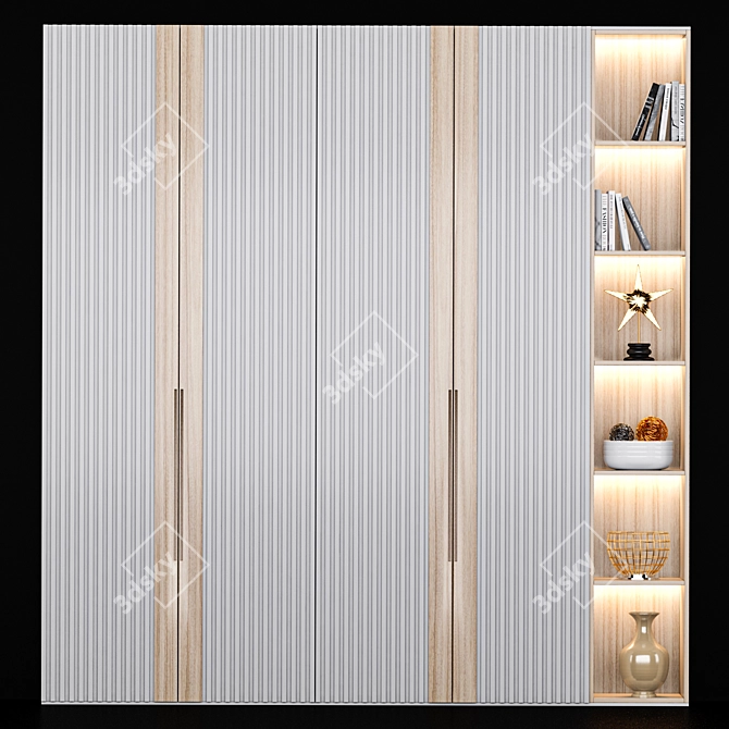 Spacious 3m Tall Wardrobe 3D model image 1