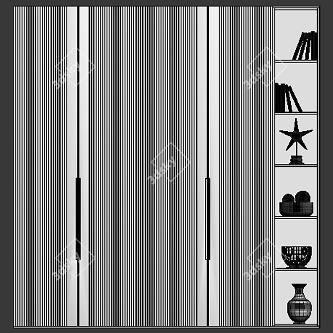 Spacious 3m Tall Wardrobe 3D model image 4