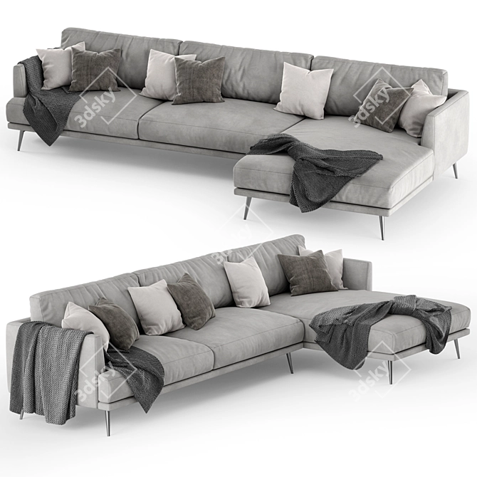 Sleek Corner Sofa by Egoitaliano 3D model image 1