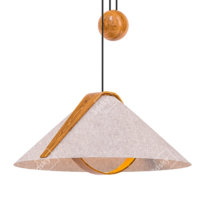 Modern Beech Wood Pendant Light 3D model image 1