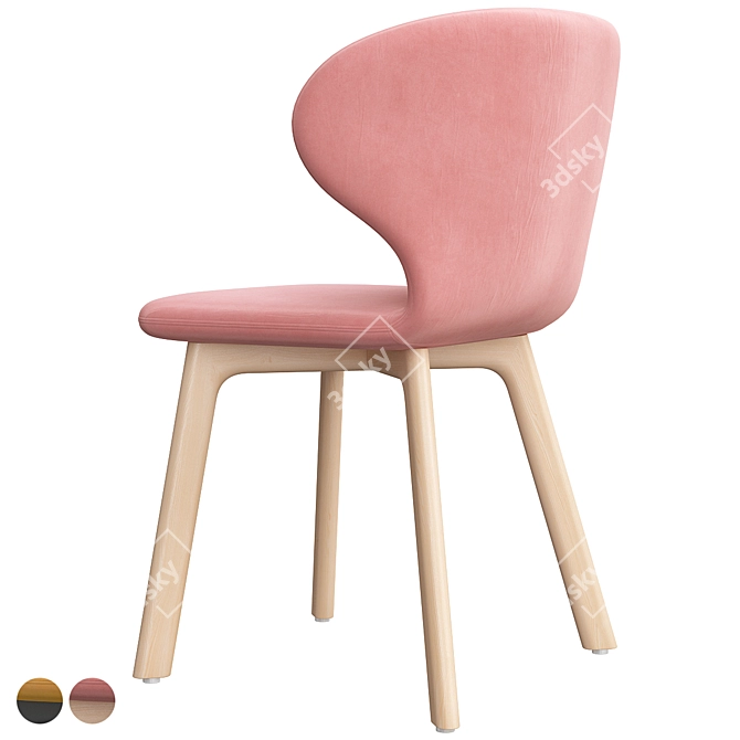 Contemporary Mula Wood Chair: Minimalist Scandinavian Design 3D model image 3