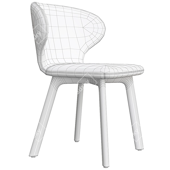 Contemporary Mula Wood Chair: Minimalist Scandinavian Design 3D model image 5