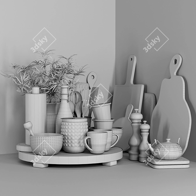 Versatile Kitchen & Restaurant Dish Set 3D model image 2