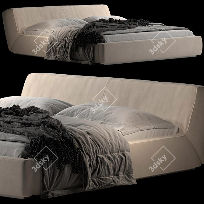 Gamma Night Bed: Stylish, Modern, and Comfortable 3D model image 5