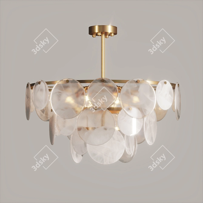 Elegant Smoked Glass Disc Chandelier 3D model image 7