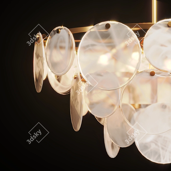 Elegant Smoked Glass Disc Chandelier 3D model image 8