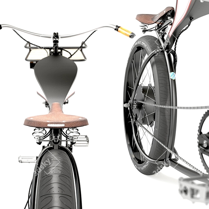 Classic Cruiser E-bike: Vintage Custom 3D model image 4