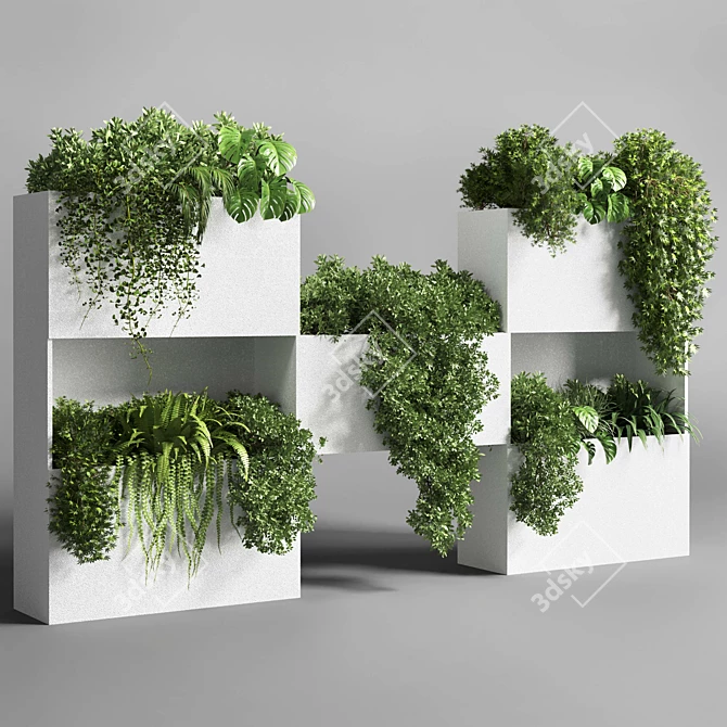 Concrete Box Plant Stand Collection 3D model image 1