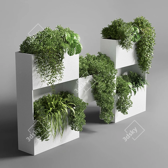 Concrete Box Plant Stand Collection 3D model image 3