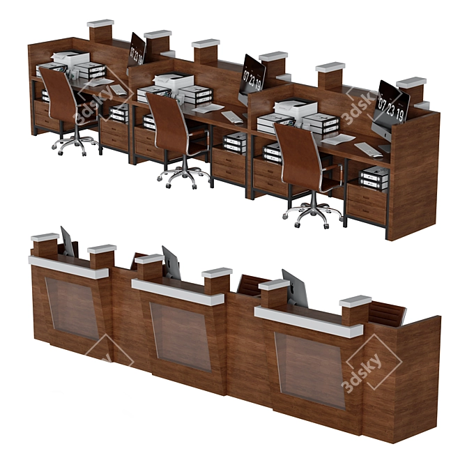 Modern Bank Counter Design 3D model image 1