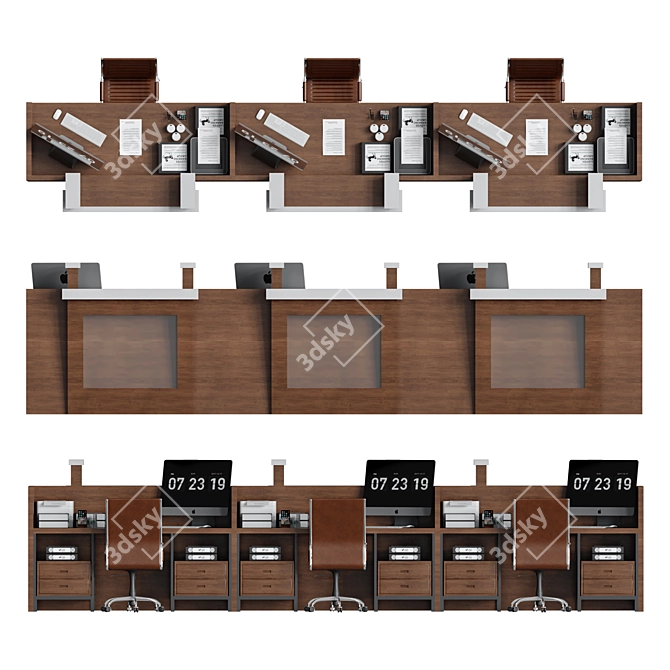 Modern Bank Counter Design 3D model image 3