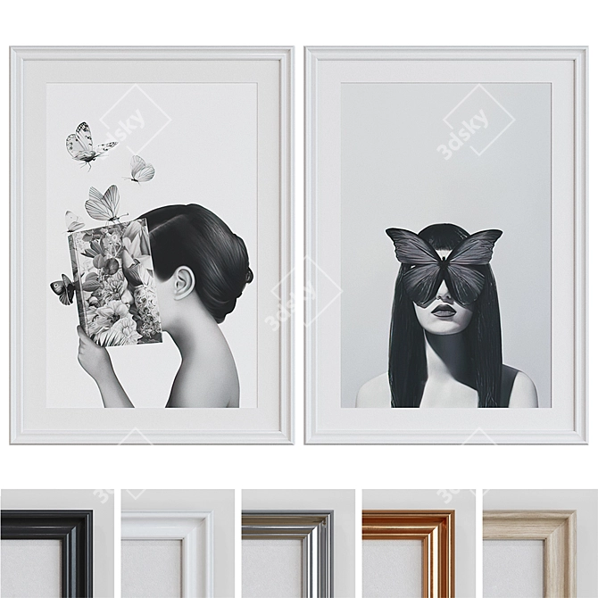 Modern Collage Picture Frame Set 3D model image 1