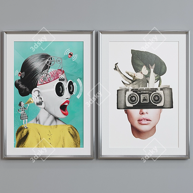 Modern Frame Set with Bright Collages 3D model image 2