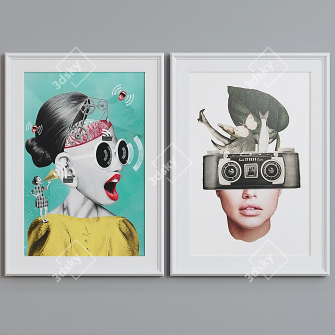 Modern Frame Set with Bright Collages 3D model image 3