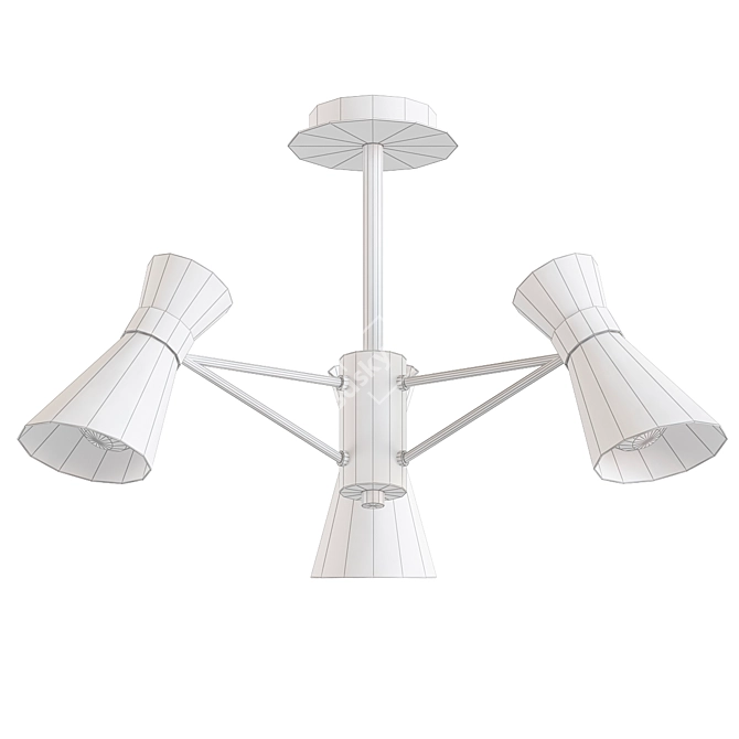 Sleek Chrome Ceiling Chandelier 3D model image 2