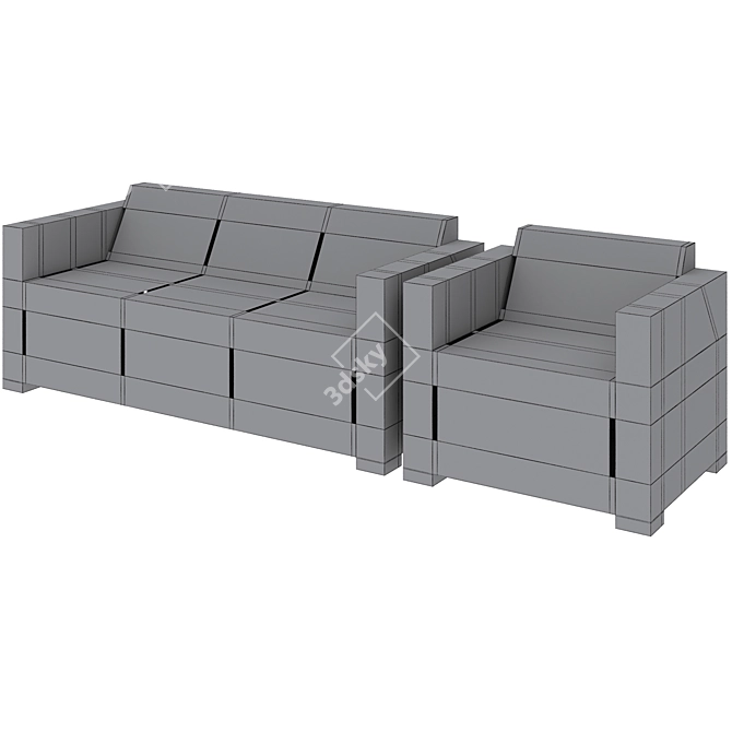 Manoa Park Benches: Stylish Seating by Univers & Cité 3D model image 3