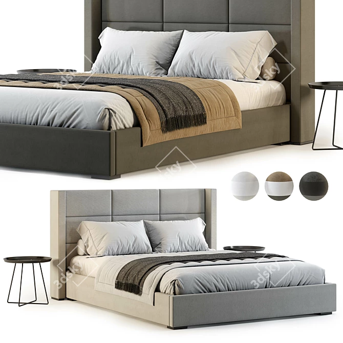 Modern RH Mdena Rectangular Bed 3D model image 1