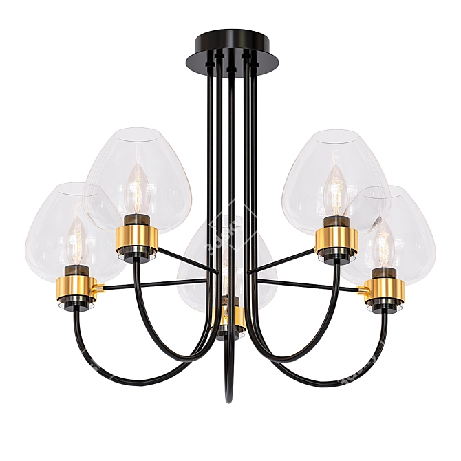 Elegant Black Ceiling Chandelier 3D model image 1