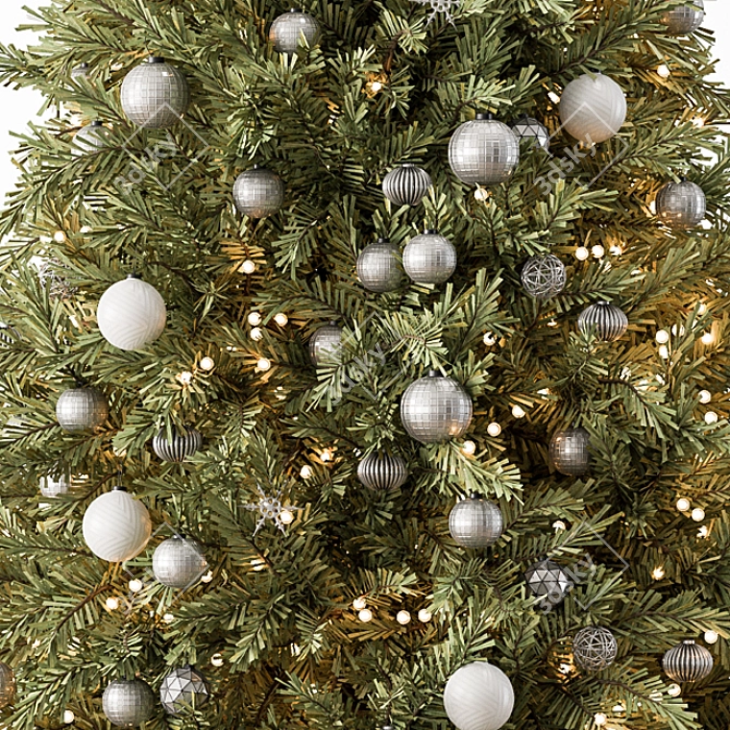 Silver and Green Christmas Tree 3D model image 3