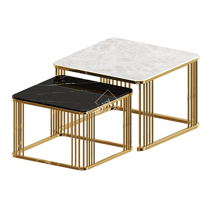 Marble Square Side Table: Modern Elegance 3D model image 2