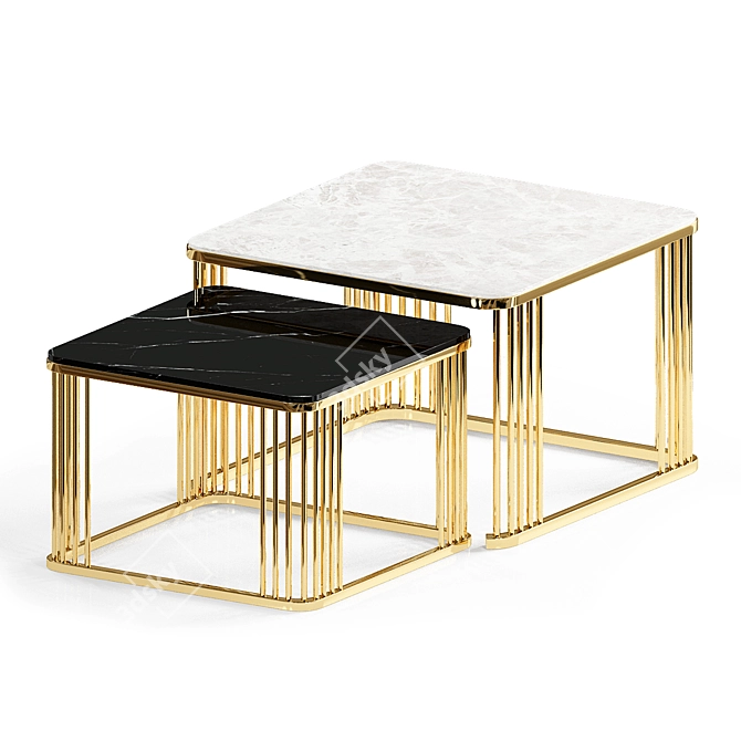 Marble Square Side Table: Modern Elegance 3D model image 3