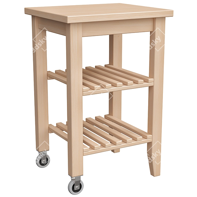 Bekväm Ikea: Stylish Birch Rolling Table 3D model image 1