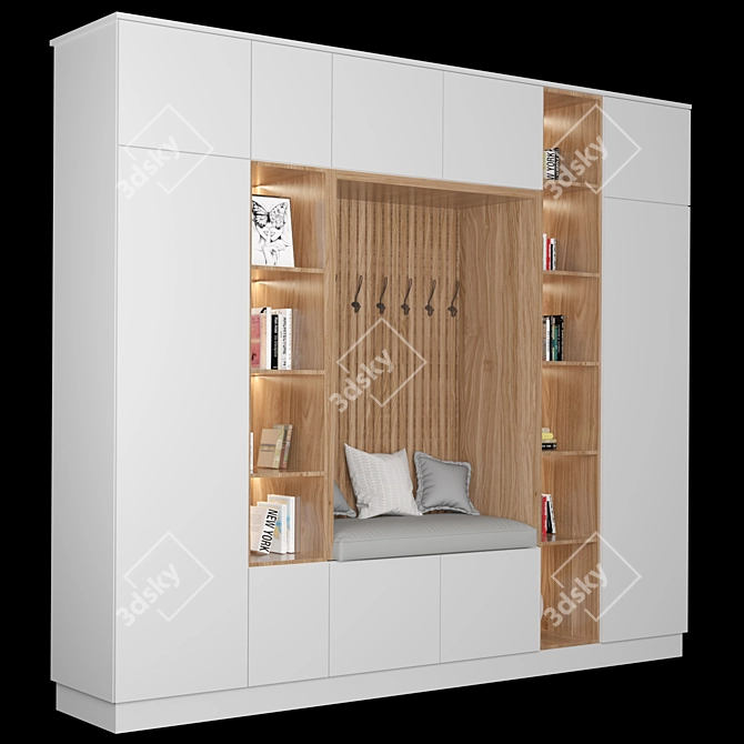 Modern Rustic Wood Wardrobe 3D model image 2