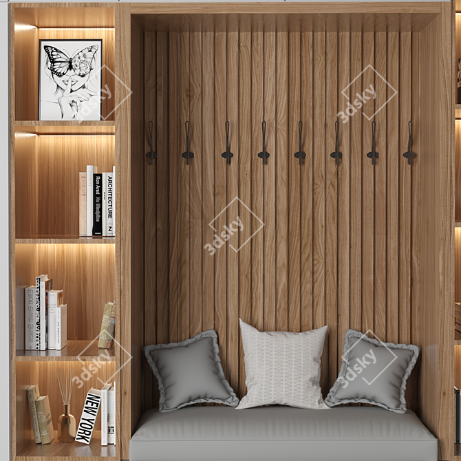 Modern Rustic Wood Wardrobe 3D model image 3