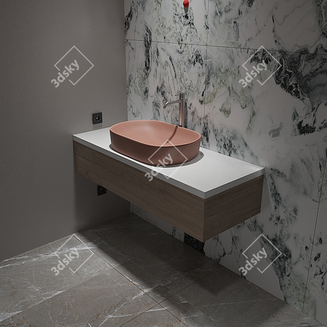 Sleek Ceramic Countertop Washbasin 3D model image 1