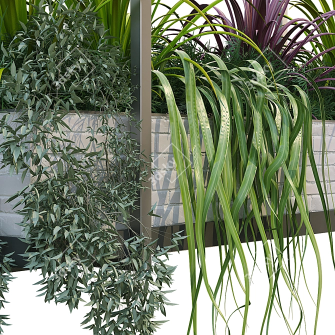 Modern Metal Box Plant Set 3D model image 2