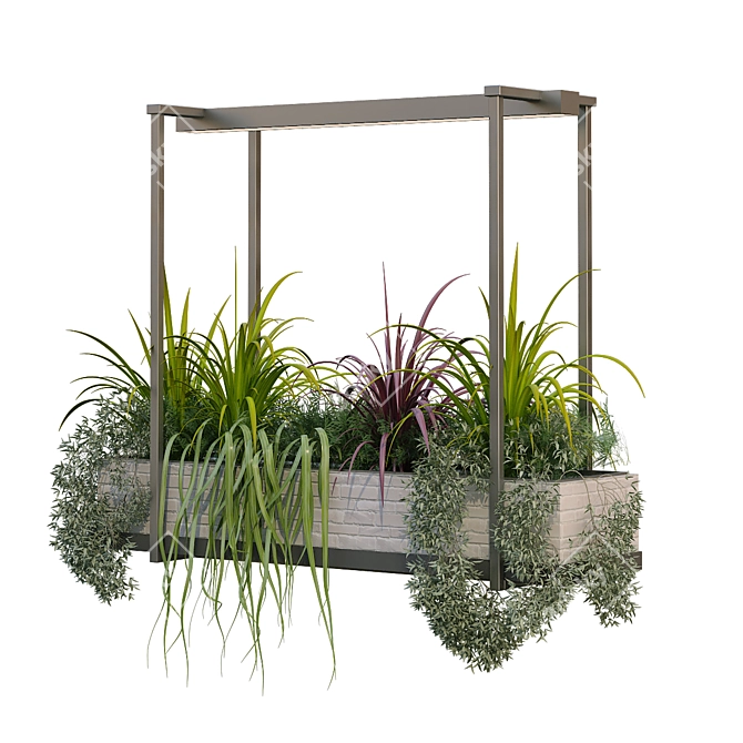 Modern Metal Box Plant Set 3D model image 3