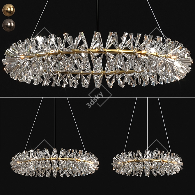 Elegant Chandelier Trio - 3 Sizes 3D model image 1