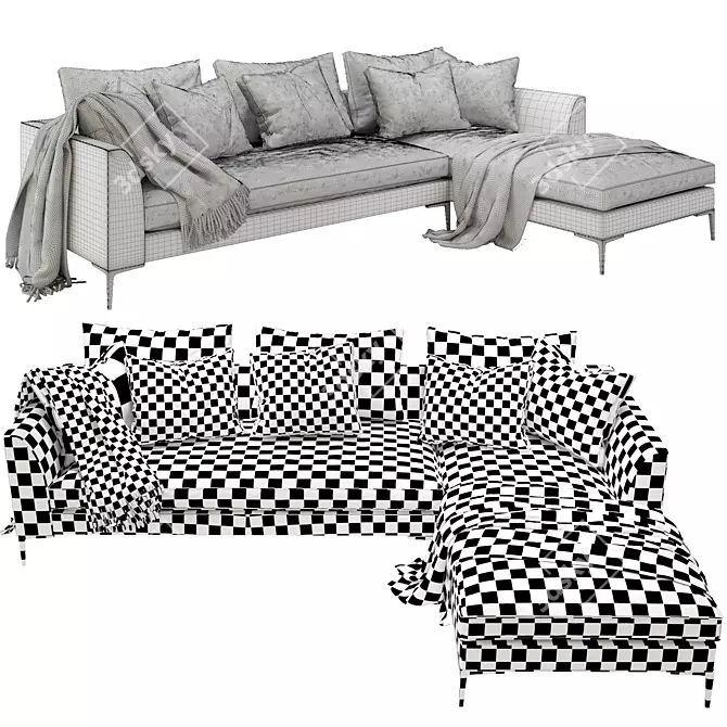 Luxury Picasso Corner Sofa 3D model image 3