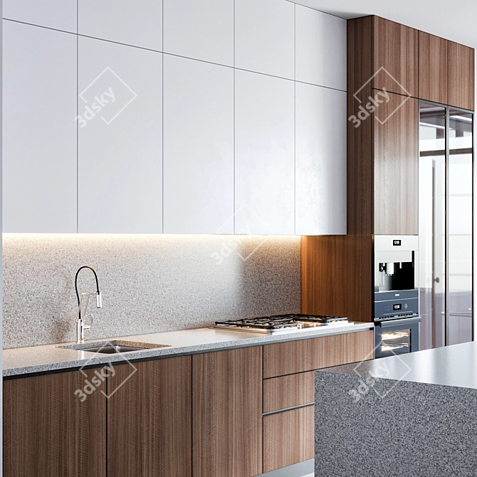 Modern Kitchen Cabinet Set 3D model image 3