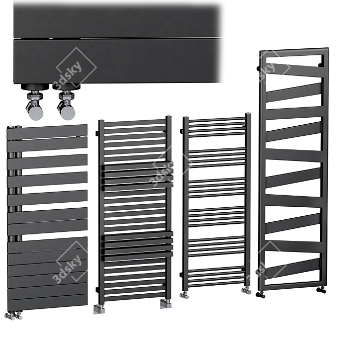 Designer Towel Radiators Set - Stylish and Functional 3D model image 1