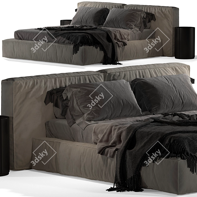 Bonaldo Fluff Open Bed: Modern Design, Spacious Storage 3D model image 1