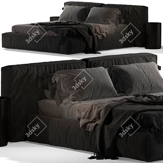 Bonaldo Fluff Open Bed: Modern Design, Spacious Storage 3D model image 2