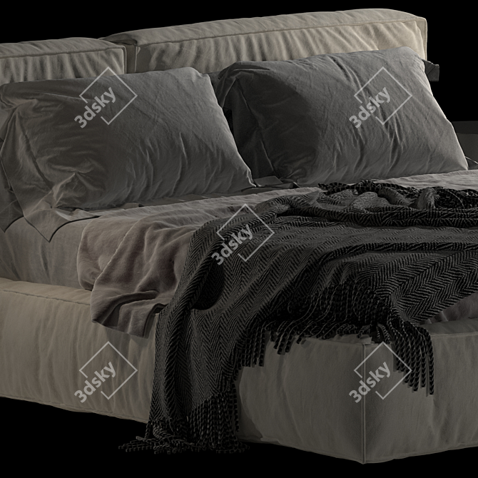 Bonaldo Fluff Open Bed: Modern Design, Spacious Storage 3D model image 3