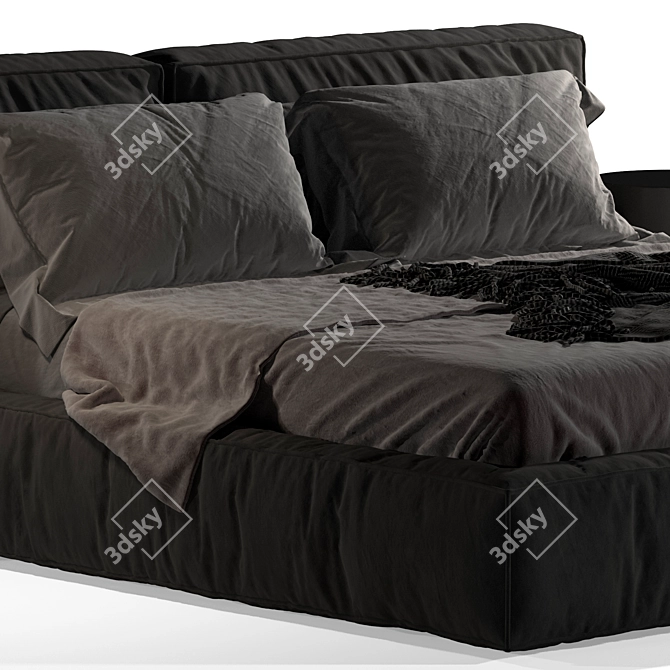 Bonaldo Fluff Open Bed: Modern Design, Spacious Storage 3D model image 4