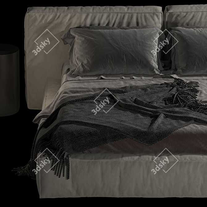 Bonaldo Fluff Open Bed: Modern Design, Spacious Storage 3D model image 5