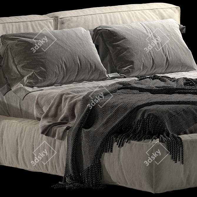 Bonaldo Fluff Open Bed: Modern Design, Spacious Storage 3D model image 9