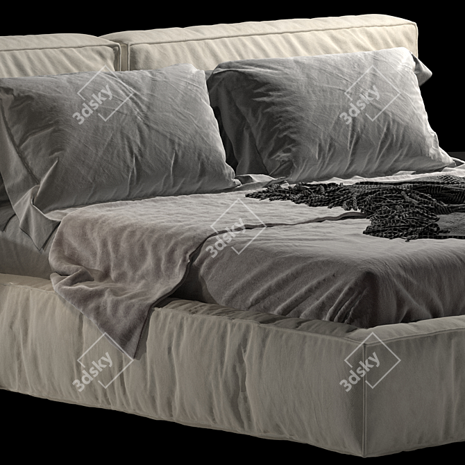 Bonaldo Fluff Open Bed: Modern Design, Spacious Storage 3D model image 12