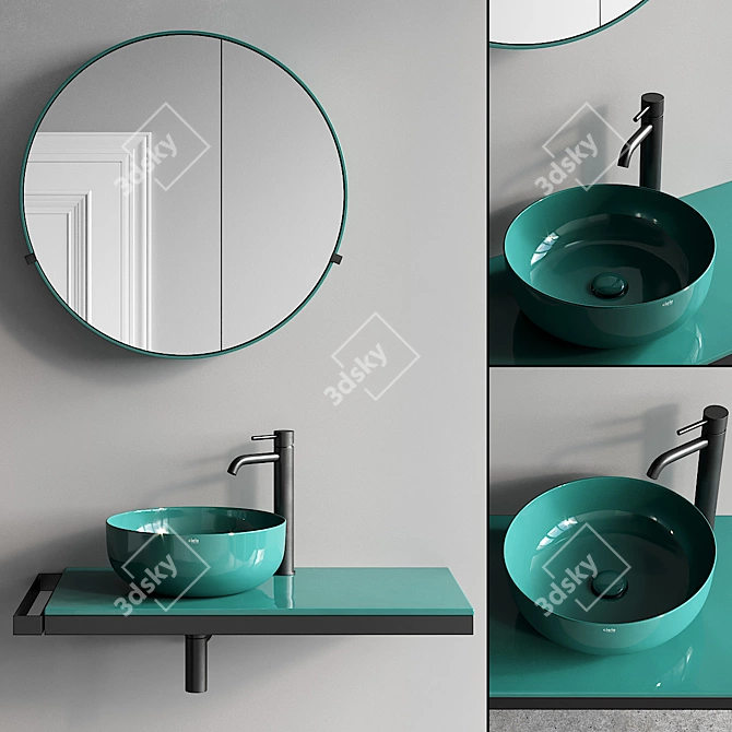 Ceramica Cielo Multiplo: Wall-Mounted Vanity Set 3D model image 1