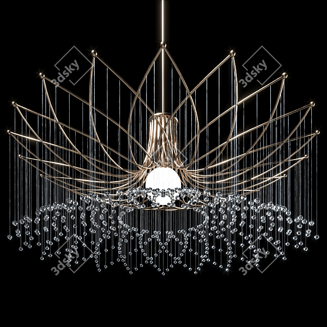 Elegant Crystal Round Metal Chandelier 3D model image 1