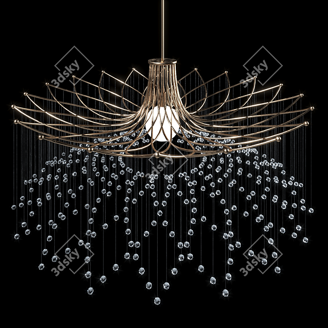 Elegant Crystal Round Metal Chandelier 3D model image 2