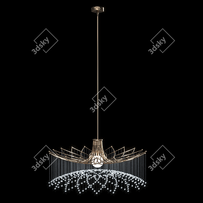 Elegant Crystal Round Metal Chandelier 3D model image 3